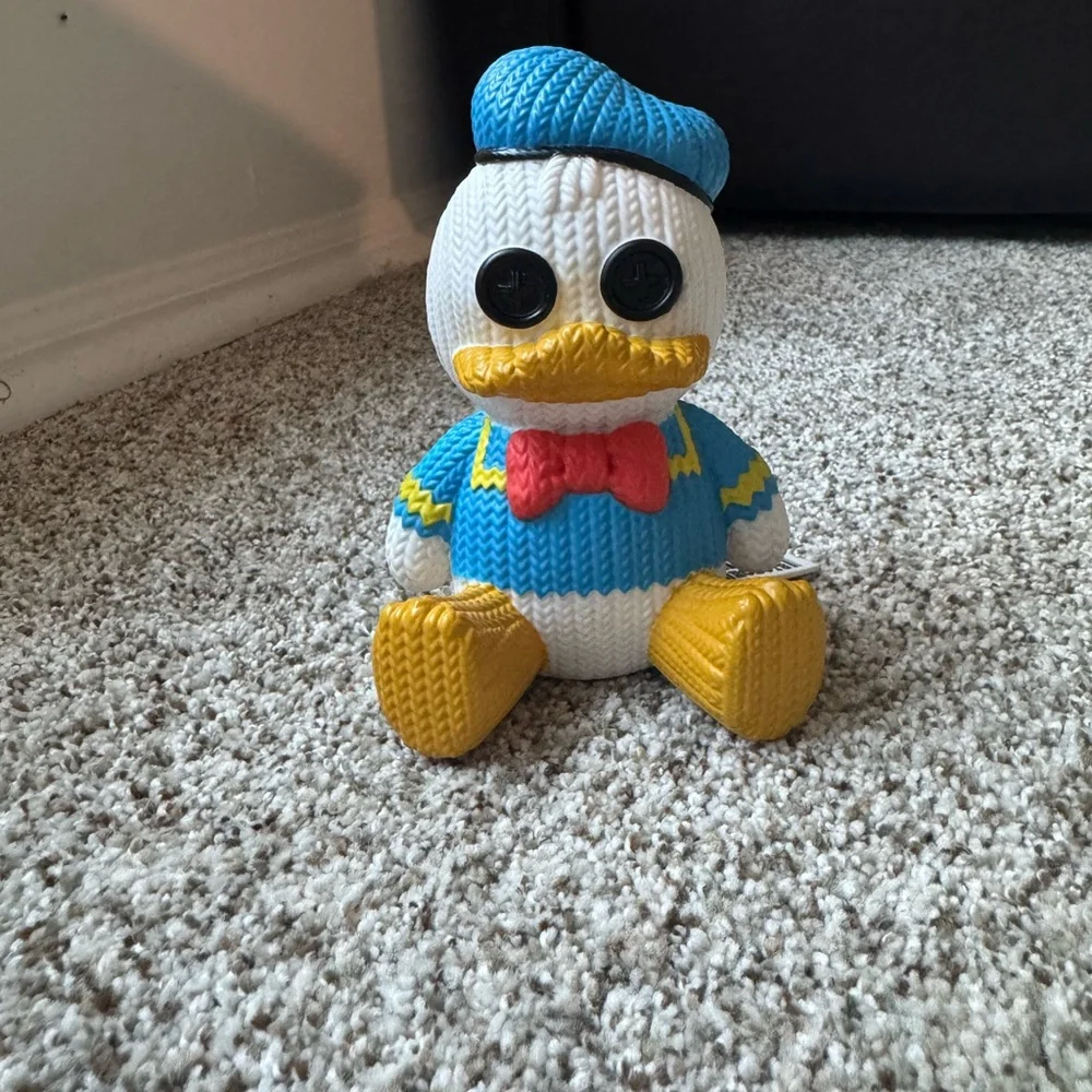 Blue and Yellow Knitted Duck Toy